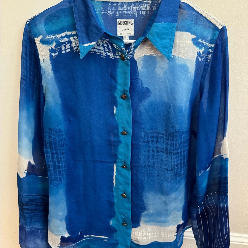 Moschino Vibrant Blue Artistic Shirt